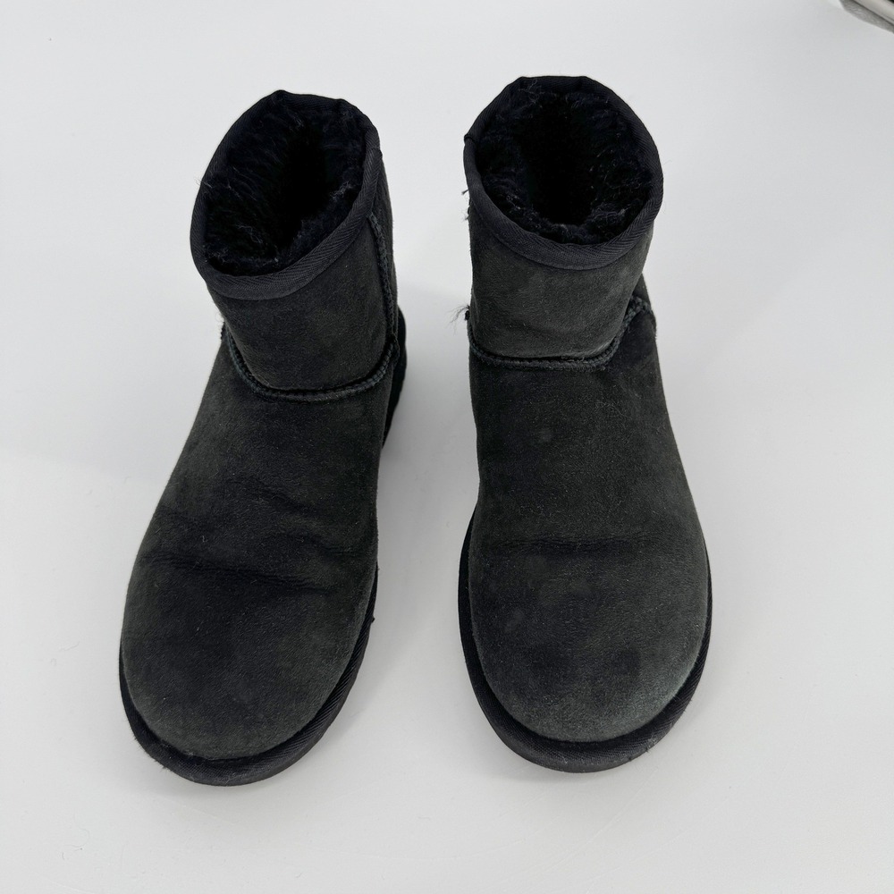UGG Classic Mini II Boots W8 Black Suede Shearling Cozy Streetwear Gorpcore Y2K